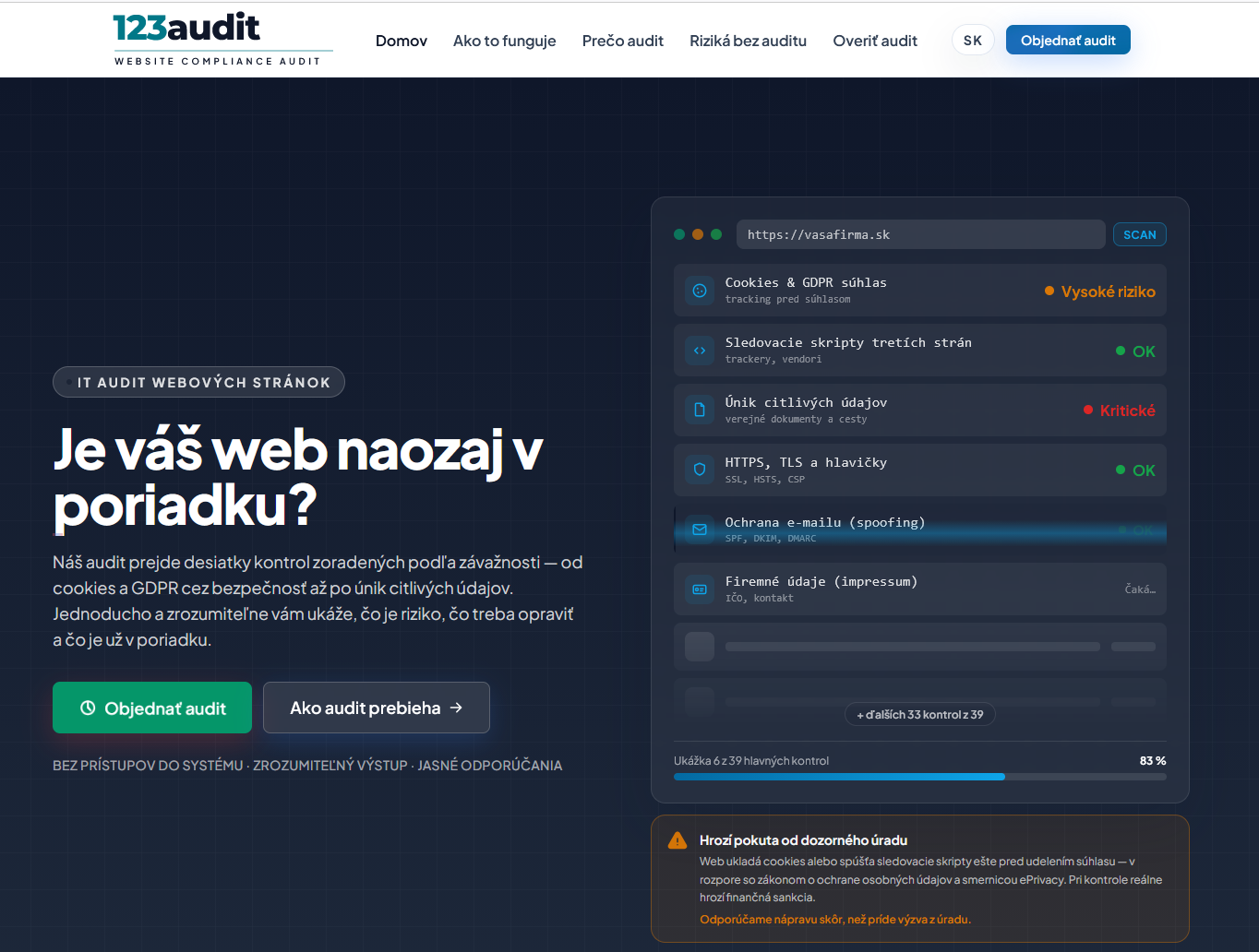 Náhľad webu 123audit