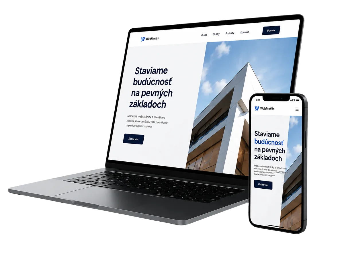 Web pro stavební firmu na notebooku a mobilu
