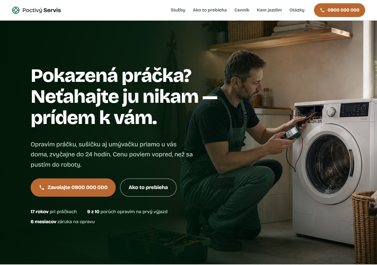 Náhľad demo webu Poctivý Servis