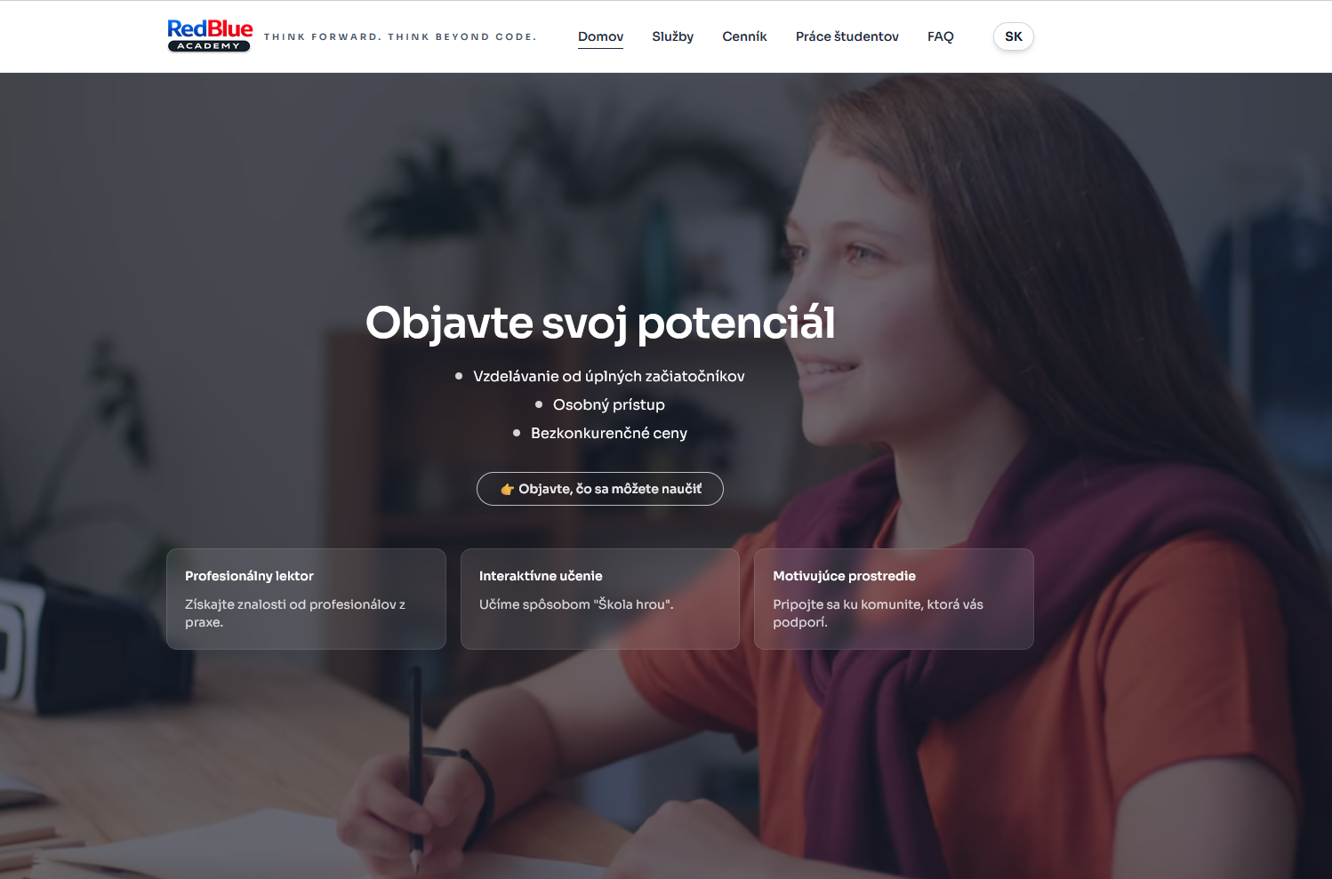 Náhľad webu RedBlue Academy